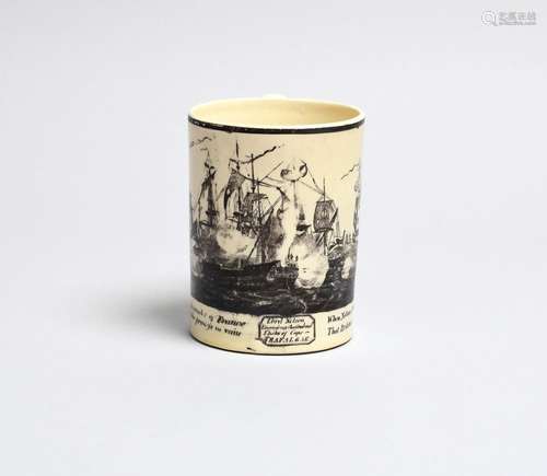 1805 BATTLE OF TRAFALGAR Tasse grenouille en faïence crème, ...