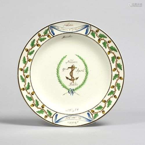 1801 NELSON'S VICTORIES Assiette en faïence, c.1801, peinte ...