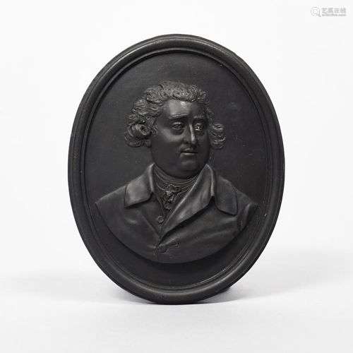 CHARLES JAMES FOX Plaque de portrait ovale en basalte noir d...