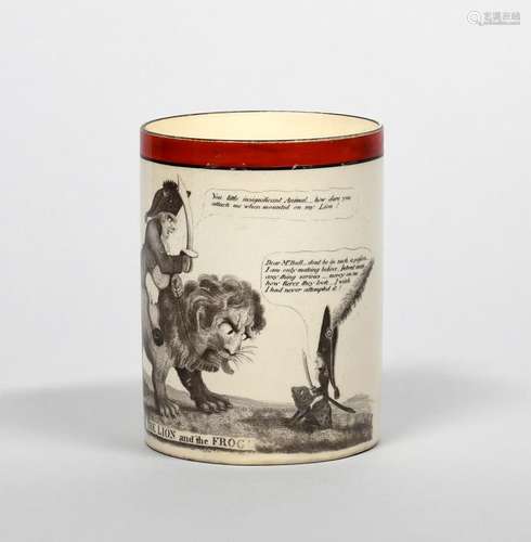 1803 GREAT INVASION SCARE Une rare tasse en faïence crème, c...