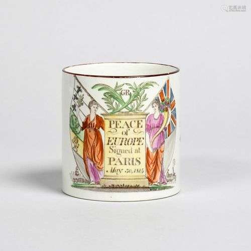 30 MAI 1814 : PEACE OF PARIS Tasse en grès perlé de Bristol,...