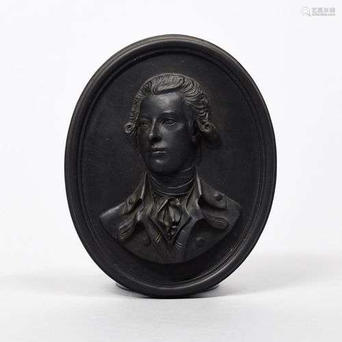 WILLIAM PITT THE YOUNGER Plaque de portrait ovale en basalte...