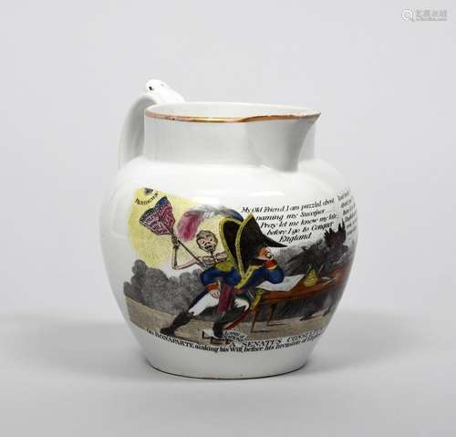 1803 GREAT INVASION SCARE Une grande cruche en porcelaine Sp...