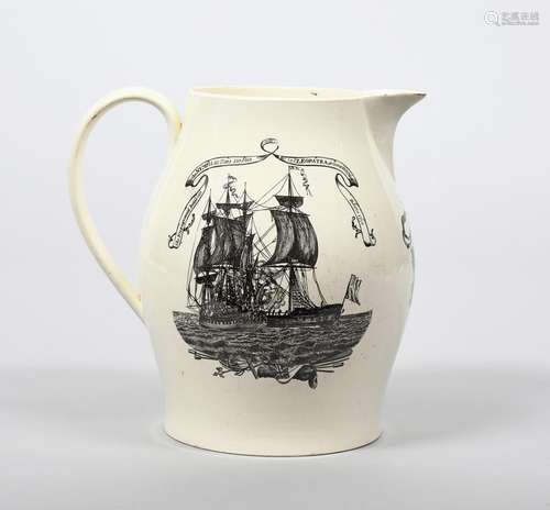 18 JUIN 1793 : ENGAGEMENT NAVAL Une cruche rare en faïence c...