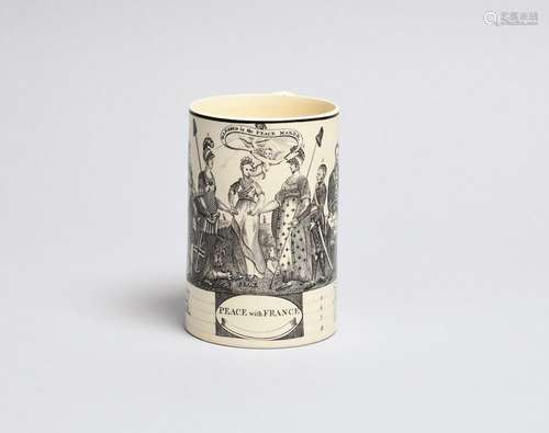 1802 PEACE OF AMIENS Une rare tasse cylindrique en faïence c...