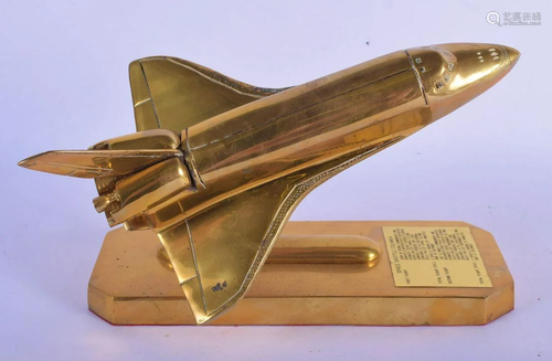 AN UNUSUAL VINTAGE BRASS MODEL OF THE SPACE SHUTTLE