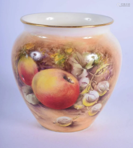 Royal Worcester vase painted with fruit by P. Love,