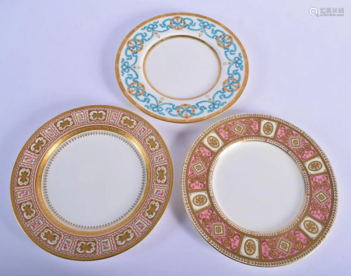 Early 20th c. three Minton's plates each hand painted