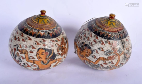 AN UNUSUAL PAIR OF 19TH CENTURY CARVED AND PAINTED