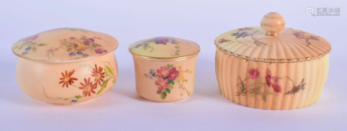 Royal Worcester three blush boxes and covers painted