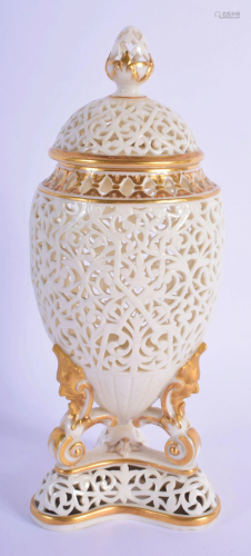Late 19th c. Grainger’s Worcester reticulated vase and