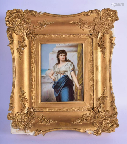 AN ANTIQUE EUROPEAN PORCELAIN PLAQUE painted with a