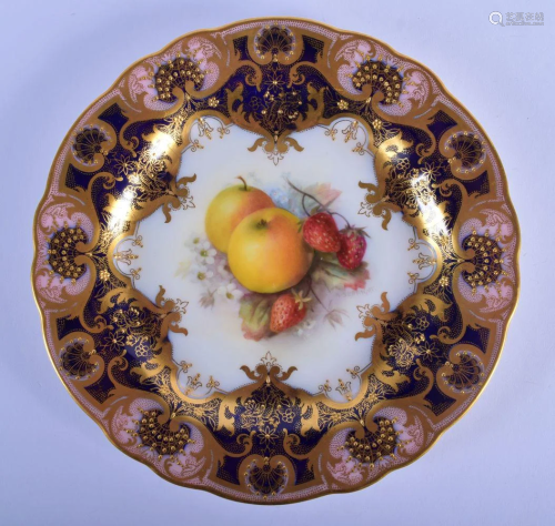 Royal Worcester plate painted with fruit by R.