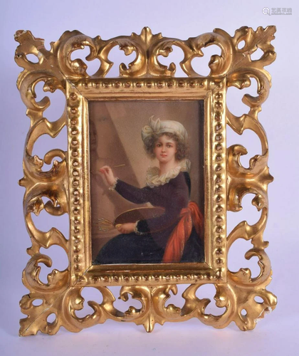 AN ANTIQUE EUROPEAN PORCELAIN PLAQUE painted with a