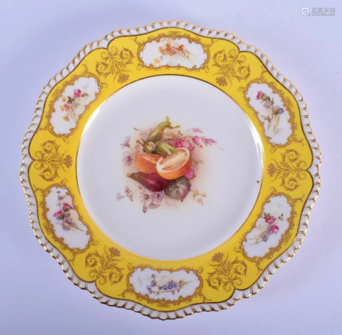 Royal Worcester plate painted with fruit by Ricketts,