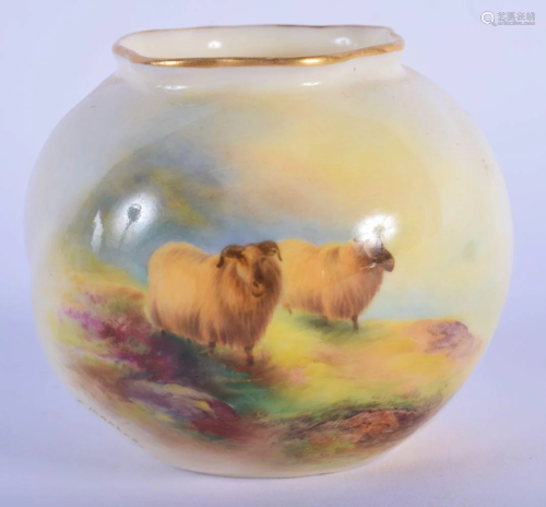 Royal Worcester moulded spherical vase painted with