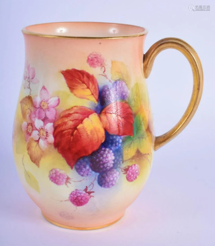 Royal Worcester baluster mug painted with autumnal