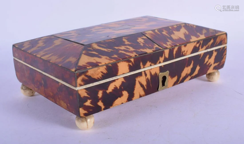 AN EARLY 19TH CENTURY CARVED TORTOISESHELL CASKET with