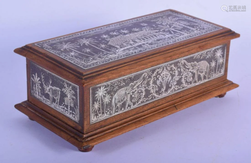 AN ANTIQUE ANGLO INDIAN SILVER INLAID WOOD AND IRON