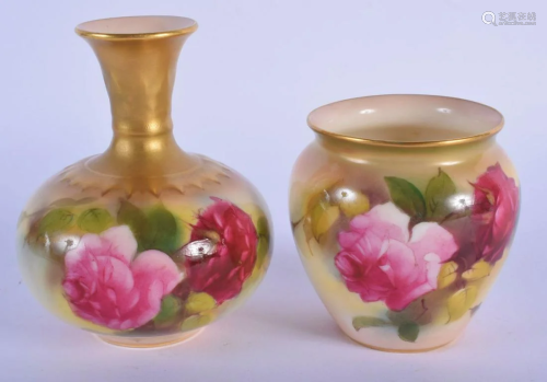 Royal Worcester vase painted with roses, shape F110,