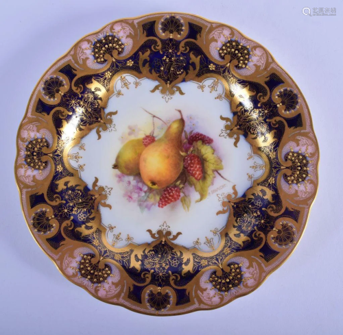 Royal Worcester plate painted with fruit by R.