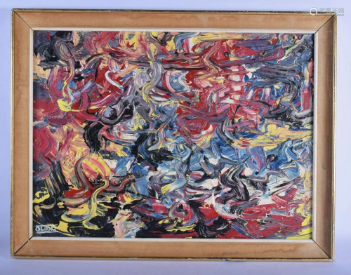 A FRAMED THICK IMPASTO ABSTRACT OIL ON BOARD Signed