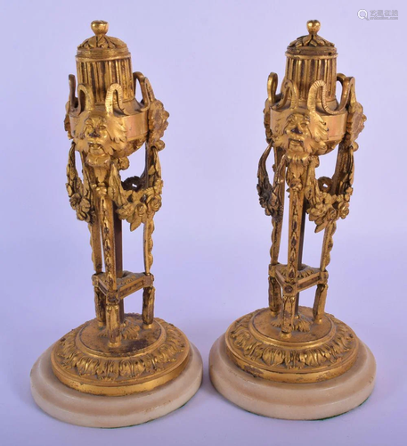 A PAIR OF LATE 18TH CENTURY EUROPEAN ORMOLU MANTEL