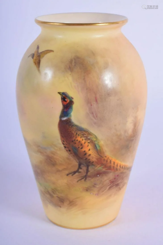 Royal Worcester vase painted with a brace of pheasants