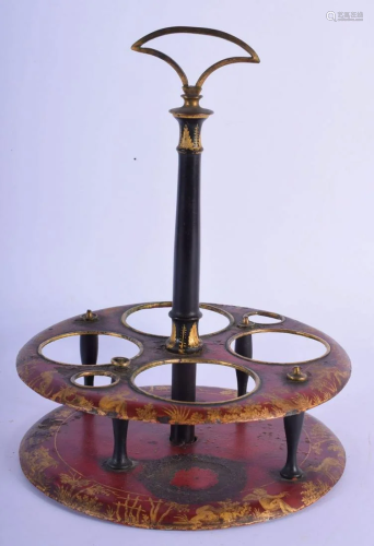 A REGENCY COUNTRY HOUSE RED LACQUERED DESK STAND