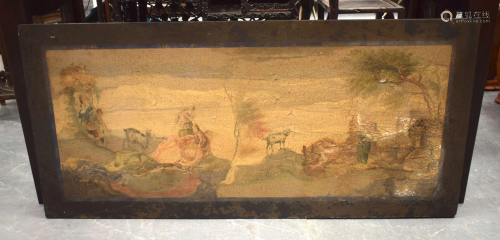 A LARGE 19TH CENTURY ITALIAN PAINTED MARBLE PLAQUE