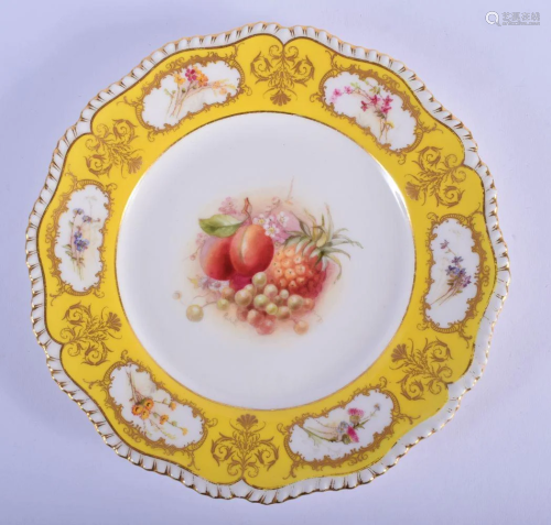 Royal Worcester plate painted with fruit by Ricketts,