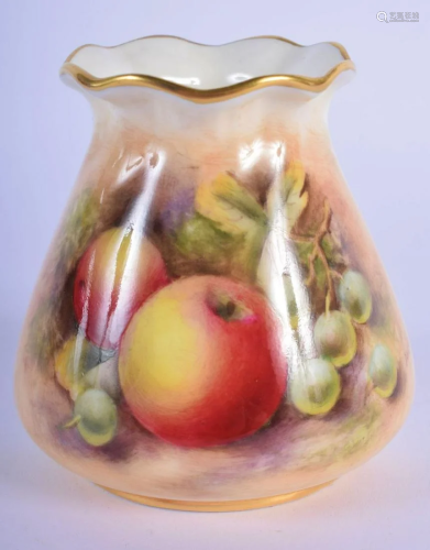 Royal Worcester vase painted with fruit by Roberts,