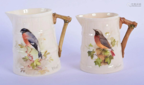 Royal Worcester coopered jug painted with a Bullfinch