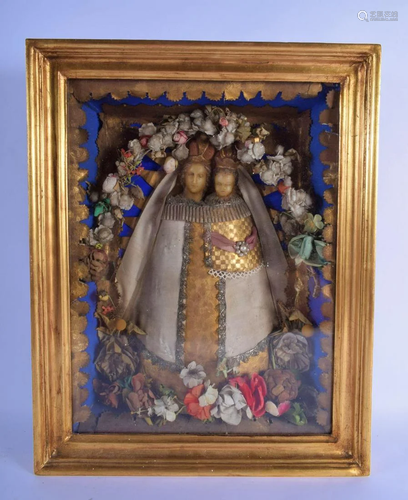 A RARE 19TH CENTURY WAX HEAD DIORAMA OF MADONNA AND