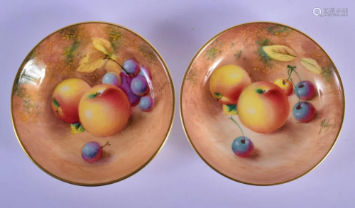 Royal Worcester pair of small plates or pin trays