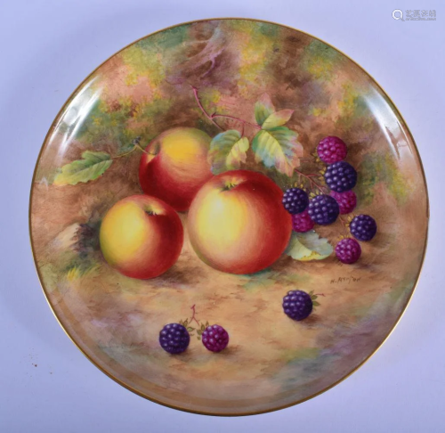 Royal Worcester large circular dish painted with fruit