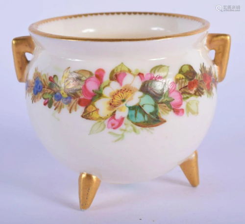 Royal Worcester cauldron painted with flowers and