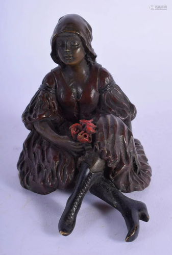 A CONTEMPORARY COLD PAINTED BRONZE FIGURE OF A FEM…