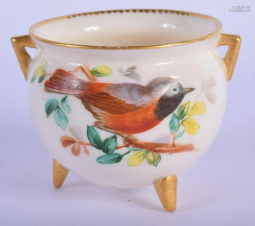 Royal Worcester cauldron painted with chubby birds by