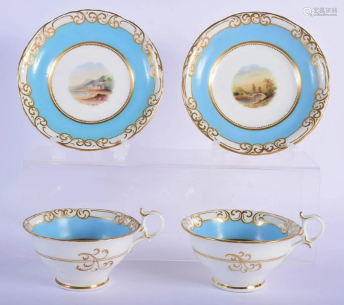 Mid-19th c. Graingers Worcester pair of blue and gilt