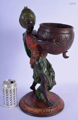 A 19TH CENTURY EUROPEAN PAINTED SPELTER FIGURE OF A