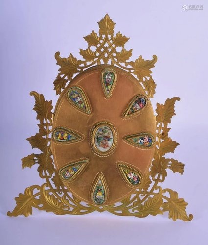 AN UNUSUAL 19TH CENTURY EUROPEAN BRASS MICRO MOSAIC