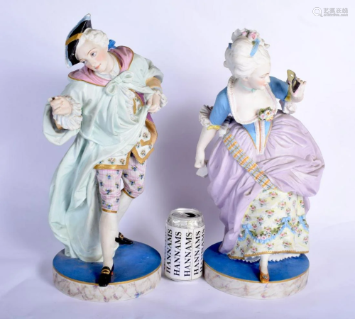 A LARGE PAIR OF 19TH CENTURY FRENCH BISQUE PORCELAIN