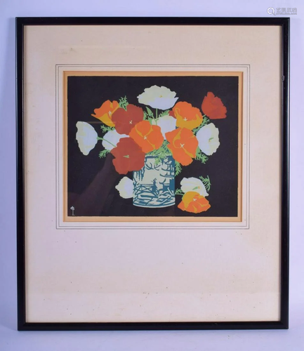 European School (20th Century) Linocut, Still life.