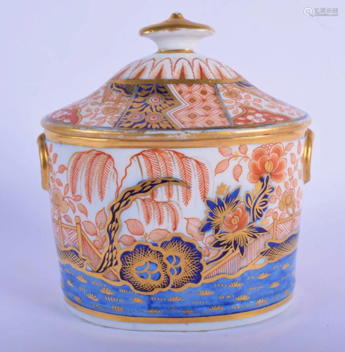 Early 19th c. Coalport sugar box and cover painted with