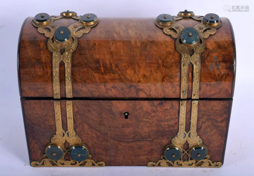 A LATE VICTORIAN WALNUT BLOODSTONE MOUNTED DESK BOX