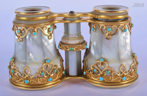 A FINE PAIR OF MID 19TH CENTURY MOTHER OF PEARL OPERA