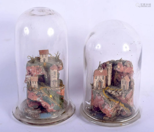 A RARE PAIR OF 19TH CENTURY ROLLED PAPER DIORAMA