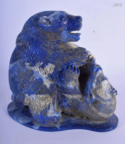 A CONTEMPORARY IMITATION LAPIS LAZULI CARVED FIGURE OF