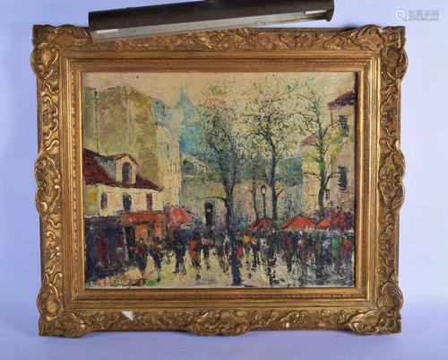 French School (20th Century) Oil on canvas, Street